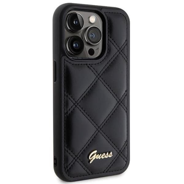 Guess iPhone 15 Pro Max -puhelinkuori Quilted Metal Logo - Musta Black