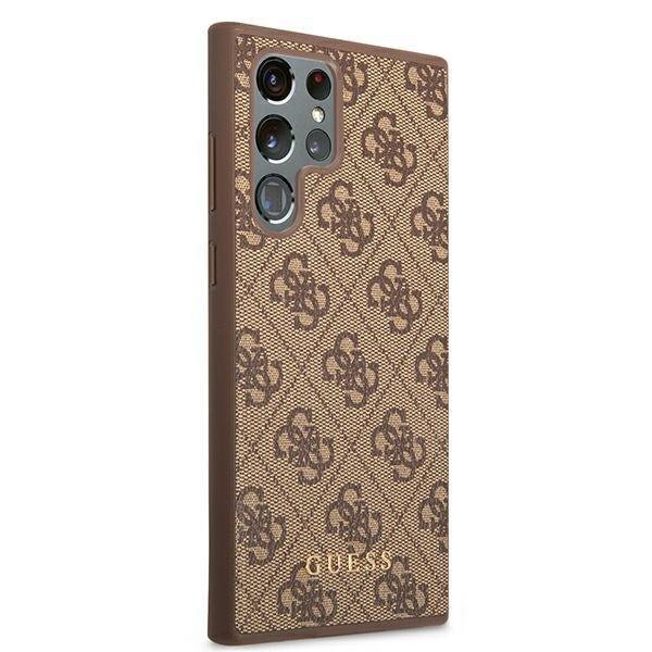 Guess 4G Metal Gold Logo Cover Galaxy S22 Ultra - Brun Brown