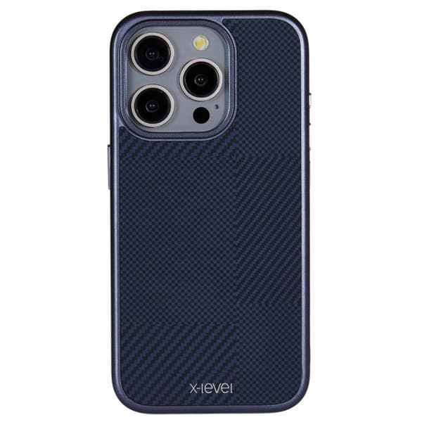 X-LEVEL Mobilskal till iPhone 15 Pro Max Hård PC Blå Carbon Nano Fiber
