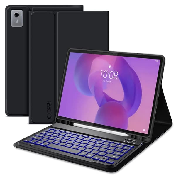 Tech-Protect Lenovo Idea Tab Plus Taske med Tastatur - Sort Svart