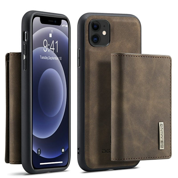 DG.MING Konstläder Plånboksfodral med Ställ för iPhone 11 - Brun