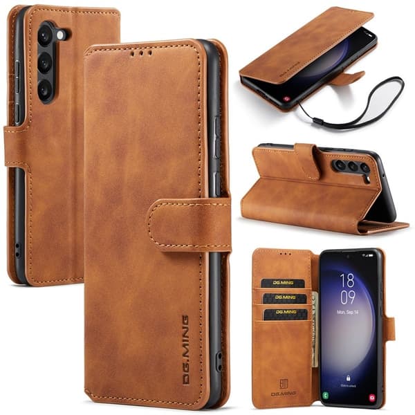 DG.MING Samsung Galaxy S23+ Retro Plånboksfodral Konstläder - Brun