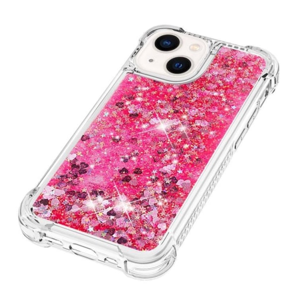 iPhone 14 Plus Skal Liquid Floating Glitter - Rosa