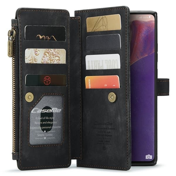 CASEME Konstläder Plånboksfodral för Samsung Galaxy Note20 5G - Svart