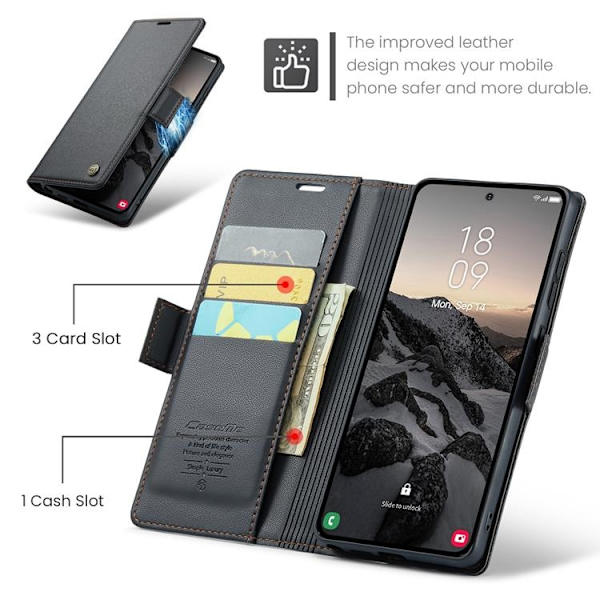 CASEME Galaxy S26 Ultra Plånboksfodral RFID Blocking Svart