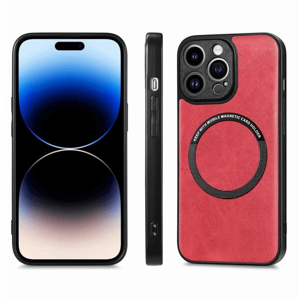 BOOM iPhone 8 Plus -puhelinkuori Magsafe Nahka - Punainen Röd