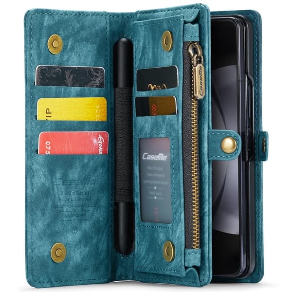 CASEME 008 Konstläder Plånboksfodral för Samsung Galaxy Z Fold6 5G - Blå