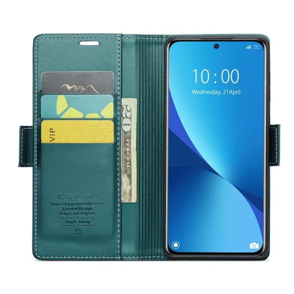 CASEME Plånboksfodral Konstläder för Xiaomi 12 5G - Grön