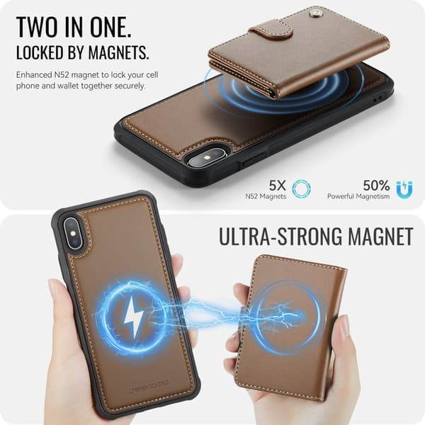 JEEHOOD J09 Mobilskal för iPhone XS/X - RFID Blocker - Brun