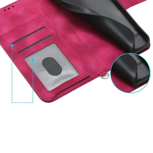 Samsung Galaxy S26 Ultra Plånboksfodral Konstläder Blommönster - Vinröd