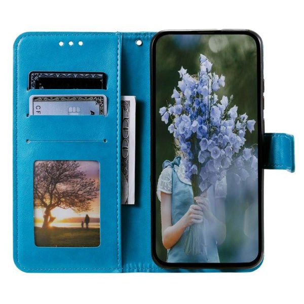 Sony Xperia 1 V -lompakkokotelo, painettu mandalakukka - sininen