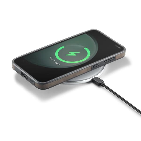 DG.MING Mobilskal till Samsung Galaxy S25 Anti-Drop Läder Coated Brun