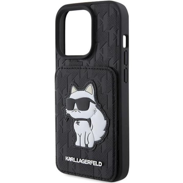 Karl Lagerfeld iPhone 15 Pro Mobilskal Korthållare Choupette Svart