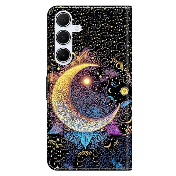 Galaxy A17 5G Konstläder Plånboksfodral Pattern Printing - Bright Moon Svart
