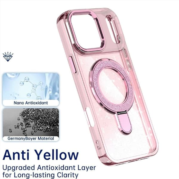 Mobilskal till iPhone 17 Pro Glitter Design TPU + PC Kickstand - Lila Lila