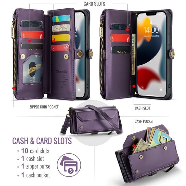 CASEME Plånboksfodral Konstläder för iPhone 13 Pro Max - Lila