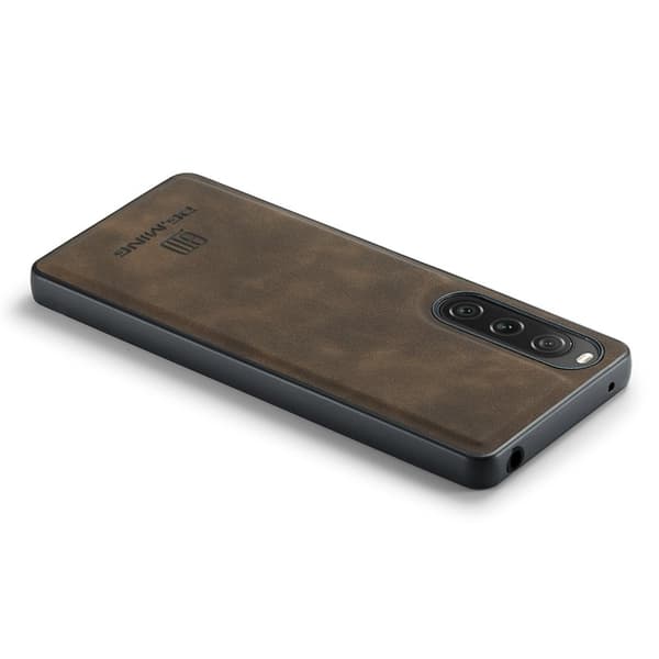 DG.MING Sony Xperia 10 V MobilMobilskal PU Läder Brun
