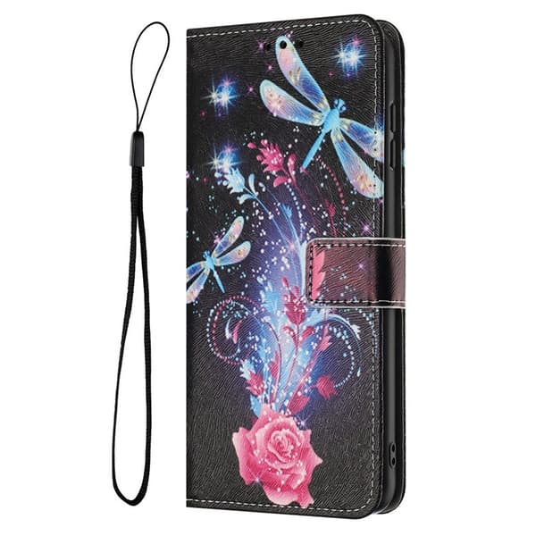 Sony Xperia 1 VII Konstläder Plånboksfodral Pattern Printing - Dragonfly Svart