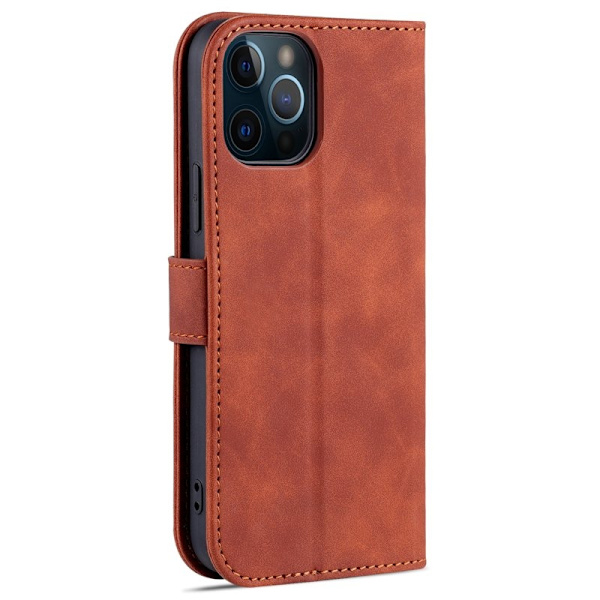 AZNS iPhone 12 Pro Max Plånboksfodral Konstläder - Brun