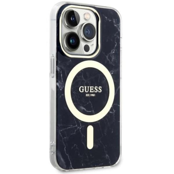 Guess iPhone 14 Pro Max Mobilskal MagSafe Marble - Sort Black