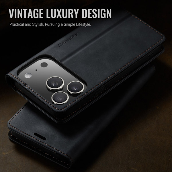 Caseme iPhone 17 Pro Max Plånboksfodral RFID-Skydd 033 Svart