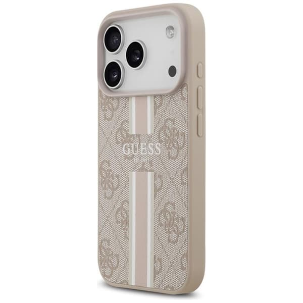 Guess telefontaske til iPhone 17 Pro MagSafe 4G trykte striber - lyserød Rosa