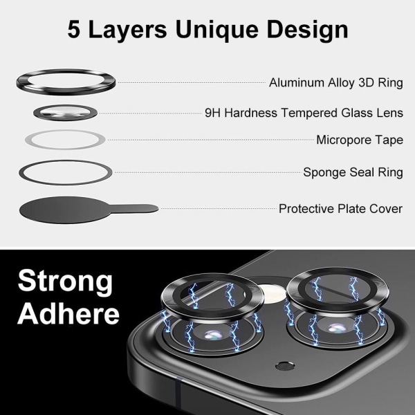 iPhone 13 / iPhone 13 Mini Kameran linssin suojus karkaistua lasia - hopea Silver