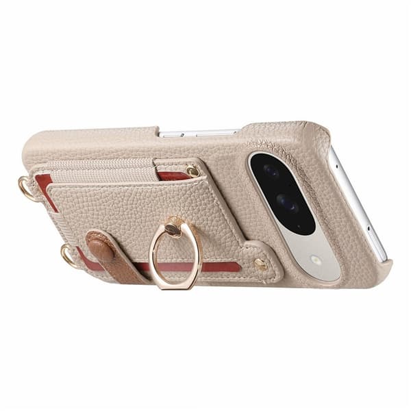 Mobilskal till Google Pixel 9/9 Pro med Korthållare Ring Kickstand - Khaki