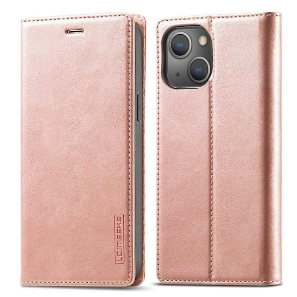 LC.IMEEKE iPhone 14 Plus Plånboksfodral Konstläder - Roséguld