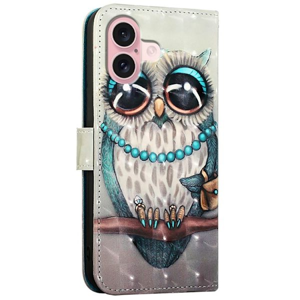 iPhone 16 Plånboksfodral Printing Pattern Med Rem Grå