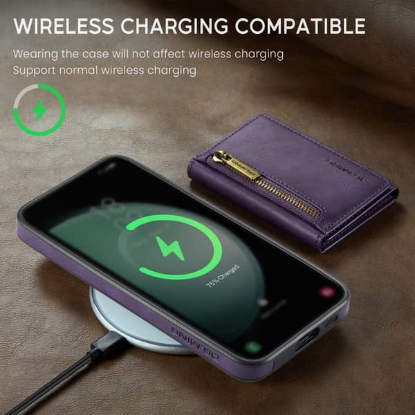 DG.MING M5 Series Mobilskal till Samsung Galaxy S24 FE Konstläder Magnetisk Lila