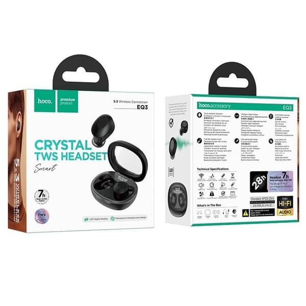 Hoco TWS In-Ear Hörlurar Bluetooth EQ3 - Svart Svart