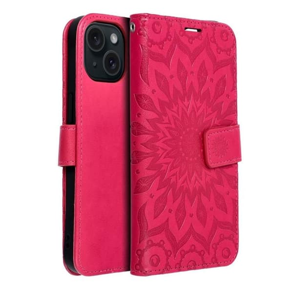 iPhone 15 Plånboksfodral Mezzo Mandala - Magenta Magenta