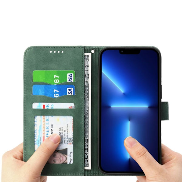 DIERFENG DF-03 Plånboksfodral för iPhone 13 Pro - Konstläder - Grön