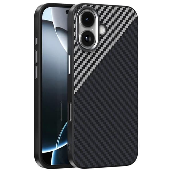 ABEEL Mobilskal till iPhone 17 MagSafe Carbon Fiber - Svart / Silver Silver