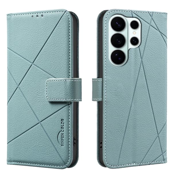 BINFEN Samsung Galaxy S26 Ultra Plånboksfodral Konstläder RFID Skydd - Grön
