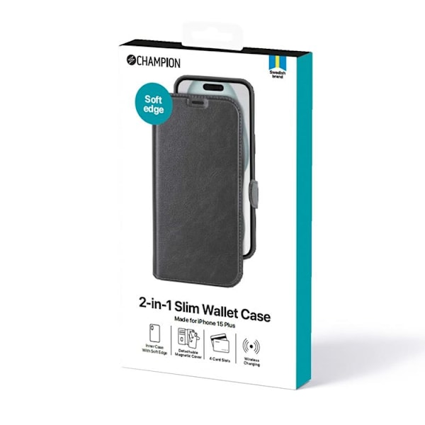 Celly iPhone 15 Plus Plånboksfodral 2-in-1 Slim - Svart