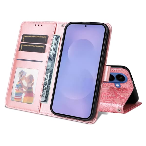 Galaxy S26/S26 Pro Plånboksfodral Sunflower Imprint Konstläder - Rosa Rosa