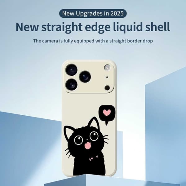 Mobilskal till iPhone 17 Pro Max Love Black Cat Pattern - Lila Lila