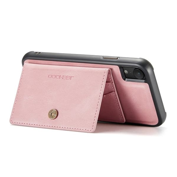 JEEHOOD iPhone XR Konstläder Plånboksfodral med Kickstand i Roséguld