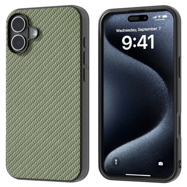 ABEEL Mobilskal till iPhone 16 Plus Hybrid Kolfiber Grön