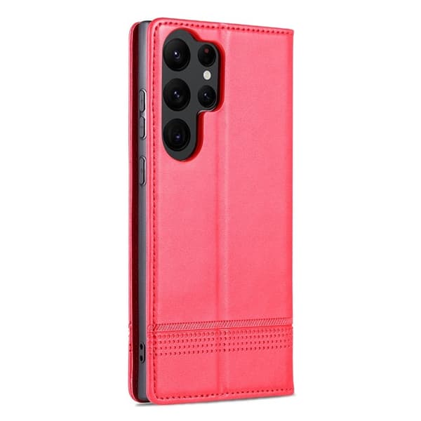 AZNS Samsung Galaxy S23 Ultra Plånboksfodral Konstläder - Röd