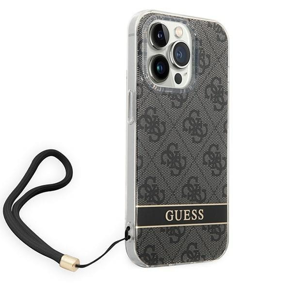 GUESS iPhone 14 Pro Skal 4G Print Strap - Musta Black