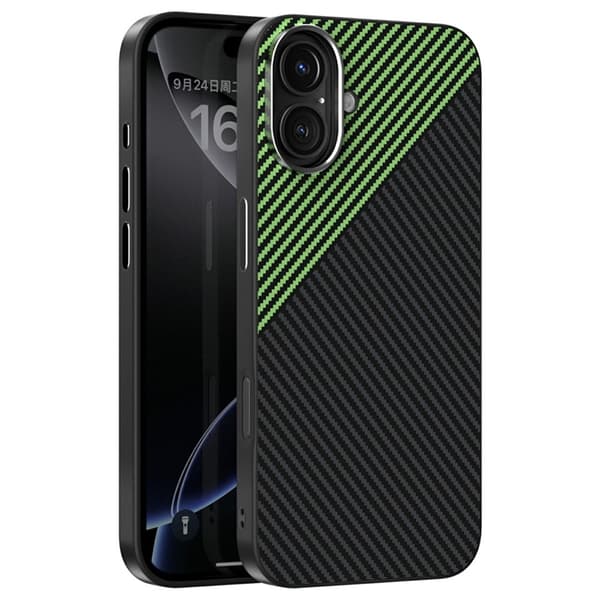 ABEEL Mobilskal till iPhone 16 MagSafe Carbon Fiber Texture Grön