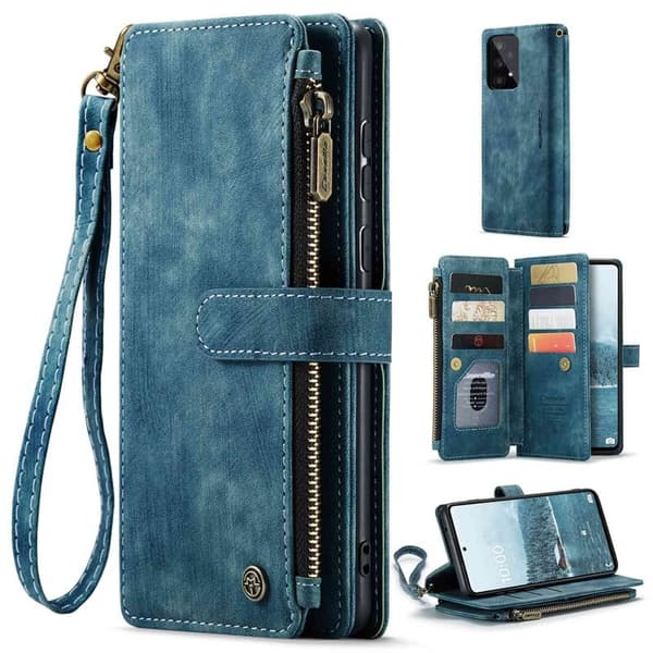 CASEME C30 Plånboksfodral för Samsung Galaxy A33 5G - Blå Konstläder