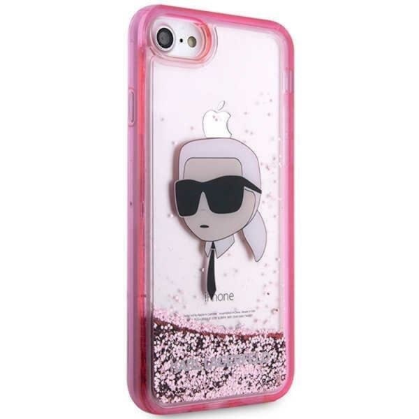 Karl Lagerfeld iPhone 7/8/SE (2020/2022) Skal Liquid Glitter Head - Rosa