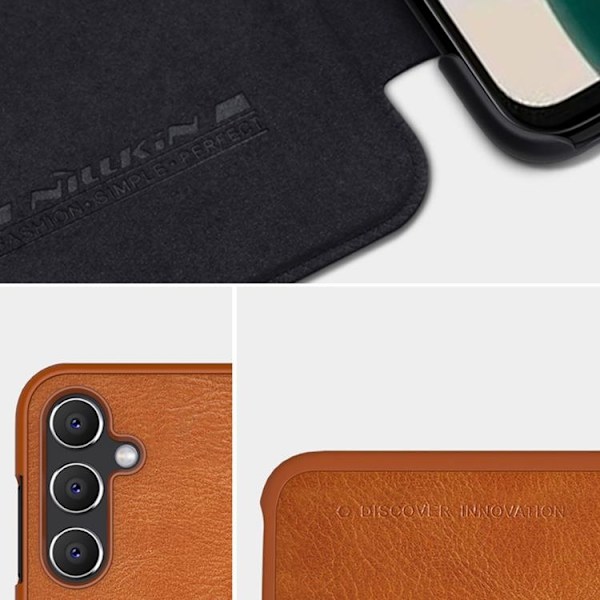 Nillkin Galaxy A14 5G/4G Plånboksfodral Qin Läder - Brun