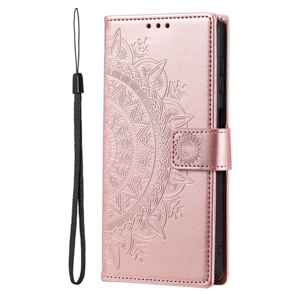 Galaxy S26 Ultra Plånboksfodral Imprinted Totem Konstläder - Roséguld Roséguld