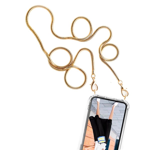 Boom iPhone 13 Pro etui med mobil halskæde - Chain Golden