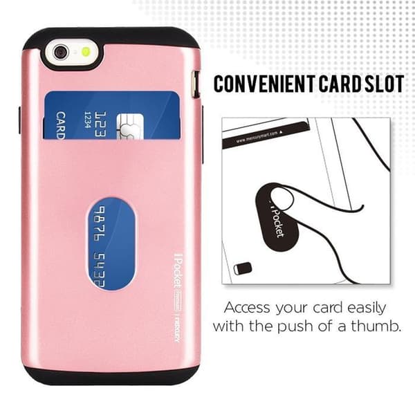 Mercury iPocket Premium skal med kortplats till Apple iPhone 6(S) Plus - Rosa Pink